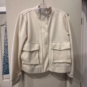 Calia by Carrie Underwood Zip/Button Up Cargo Jacket, Size Medium, Cream Colored